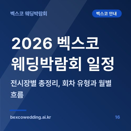 2026 벡스코 웨딩박람회 일정 전시장별 총정리, 회차 유형과 월별 흐름